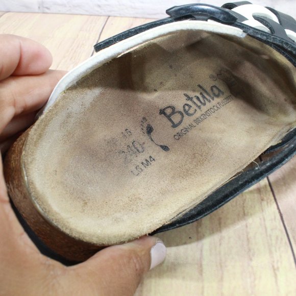 Betula by Birkenstock Black White Leather Open Toe Strappy Sandals Size M 4 L 6 - Picture 10 of 10